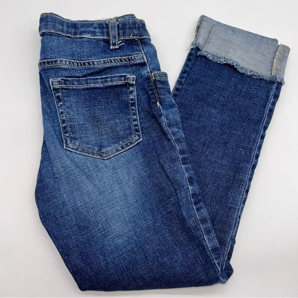 The Children's Place Girl's Medium Dark Wash Tapered Legs with Cuffs-Size 10